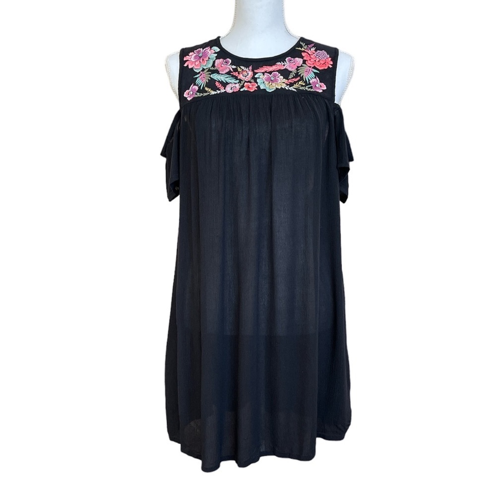 Accessorize Beach Cover-Up Black Size Small Embroidered Kaftan